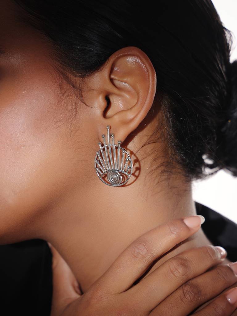 Kicky And Perky 925 Sterling Silver Evil Eye Stud Earring For Women : SILGENE021