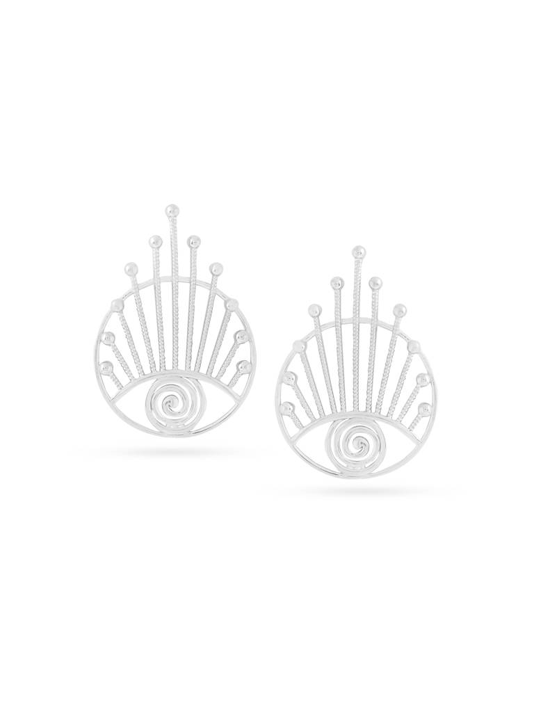 Kicky And Perky 925 Sterling Silver Evil Eye Stud Earring For Women : SILGENE021