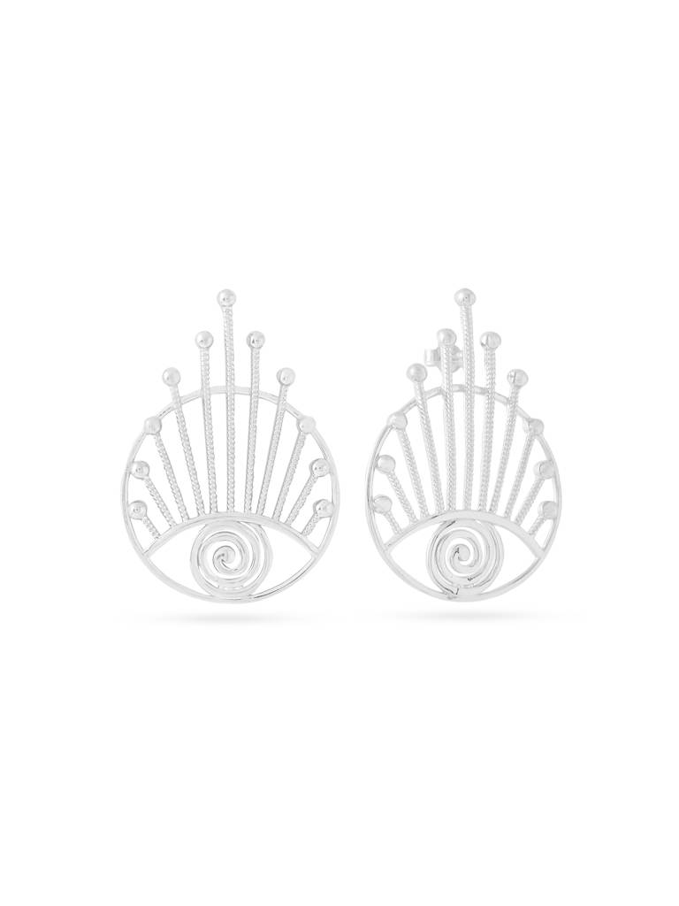 Kicky And Perky 925 Sterling Silver Evil Eye Stud Earring For Women : SILGENE021