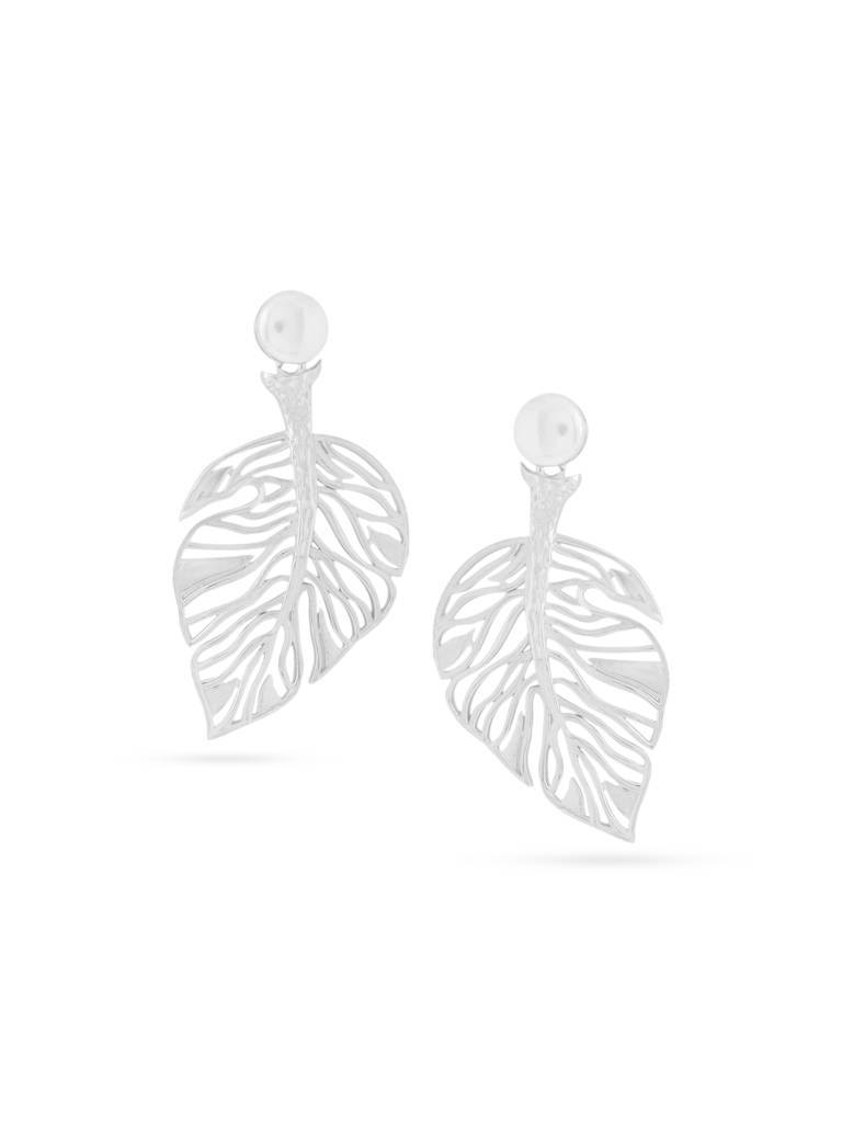 Kicky And Perky 925 Sterling Silver Leaf Pattern Dangler Earring For Women : SILGENE023