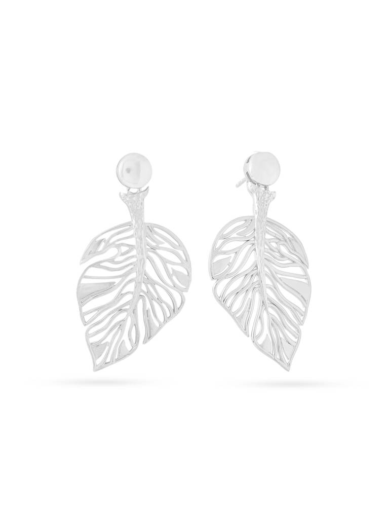 Kicky And Perky 925 Sterling Silver Leaf Pattern Dangler Earring For Women : SILGENE023