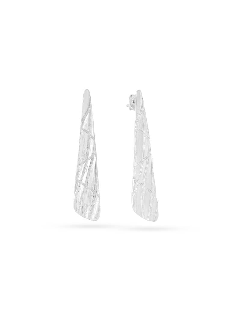 Kicky And Perky 925 Sterling Silver Drop Texture Earring For Women : SILGENE025