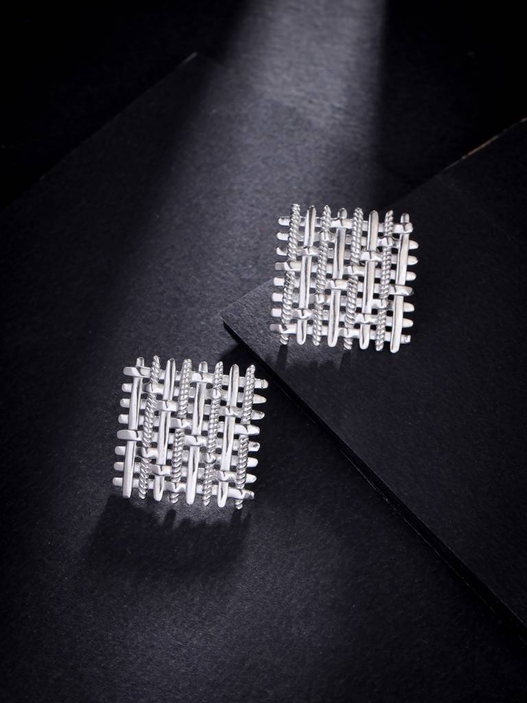 Kicky And Perky 925 Sterling Silver Weave Stud Earring For Women : SILGENE026