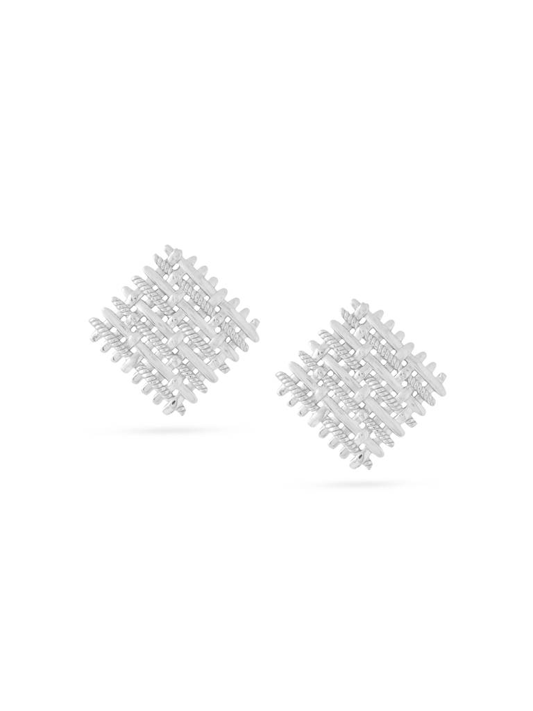 Kicky And Perky 925 Sterling Silver Weave Stud Earring For Women : SILGENE026