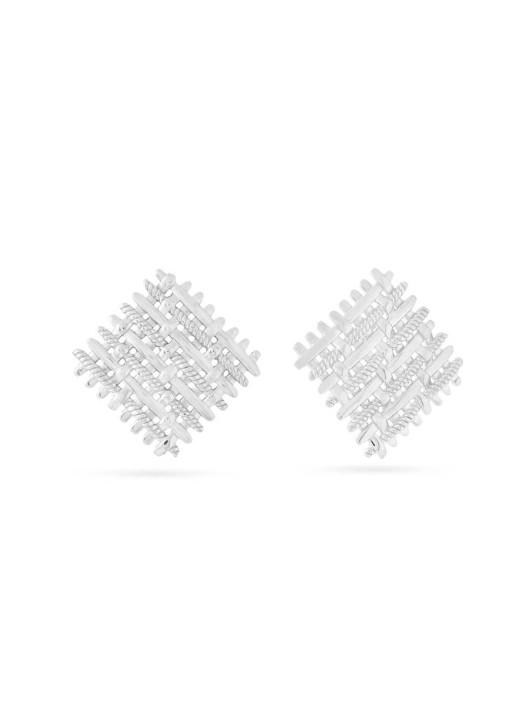 Kicky And Perky 925 Sterling Silver Weave Stud Earring For Women : SILGENE026