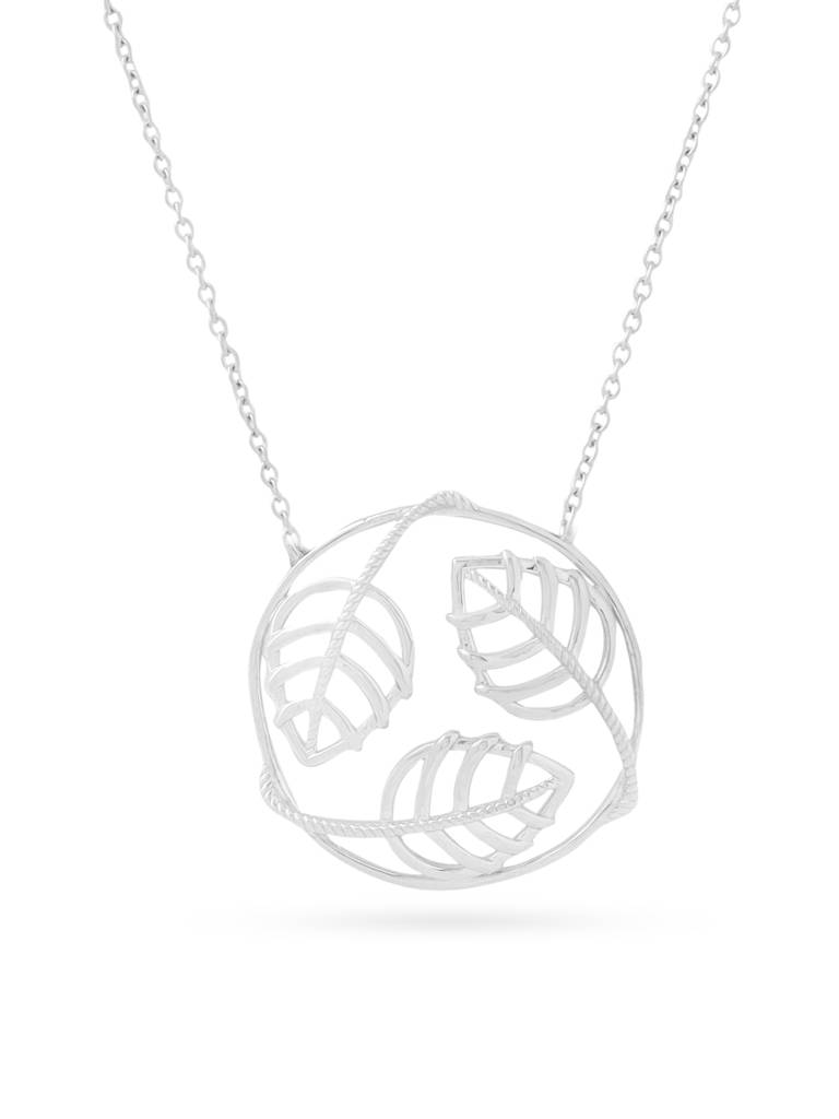 Kicky And Perky 925 Sterling Silver Leaf Pendant With Chain For Women : SILGENP006