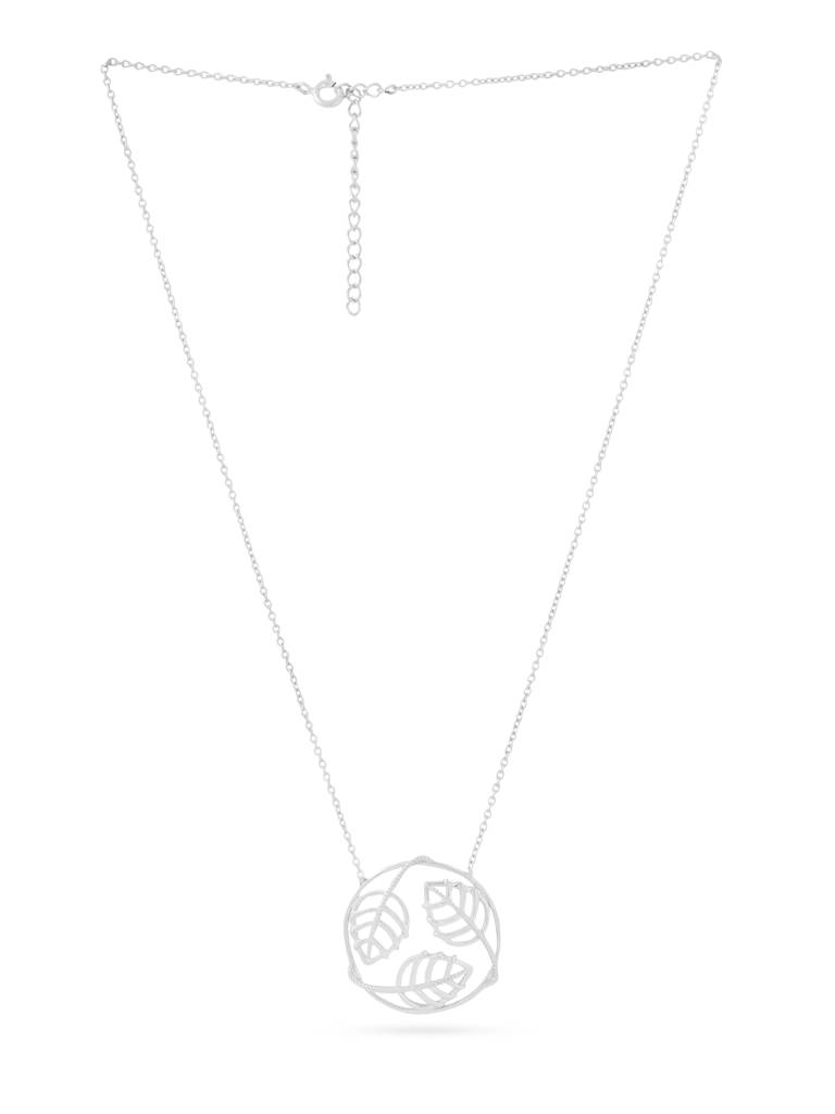Kicky And Perky 925 Sterling Silver Leaf Pendant With Chain For Women : SILGENP006