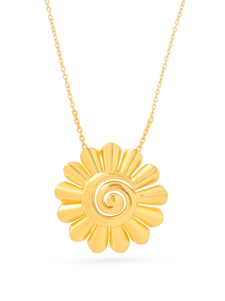 Kicky And Perky 925 Sterling Silver Gold Plated Floral Pendant With Chain For Women : SILGENP008_G