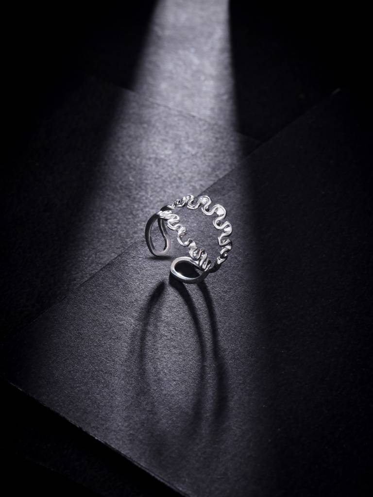 Kicky And Perky 925 Sterling Silver Abstract Adjustable Ring For Women : SILGENR005