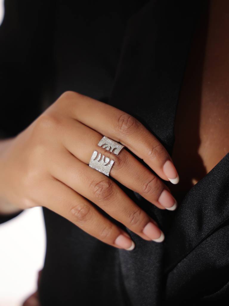 Kicky And Perky 925 Sterling Silver Abstract Pattern Adjustable Ring For Women : SILGENR007