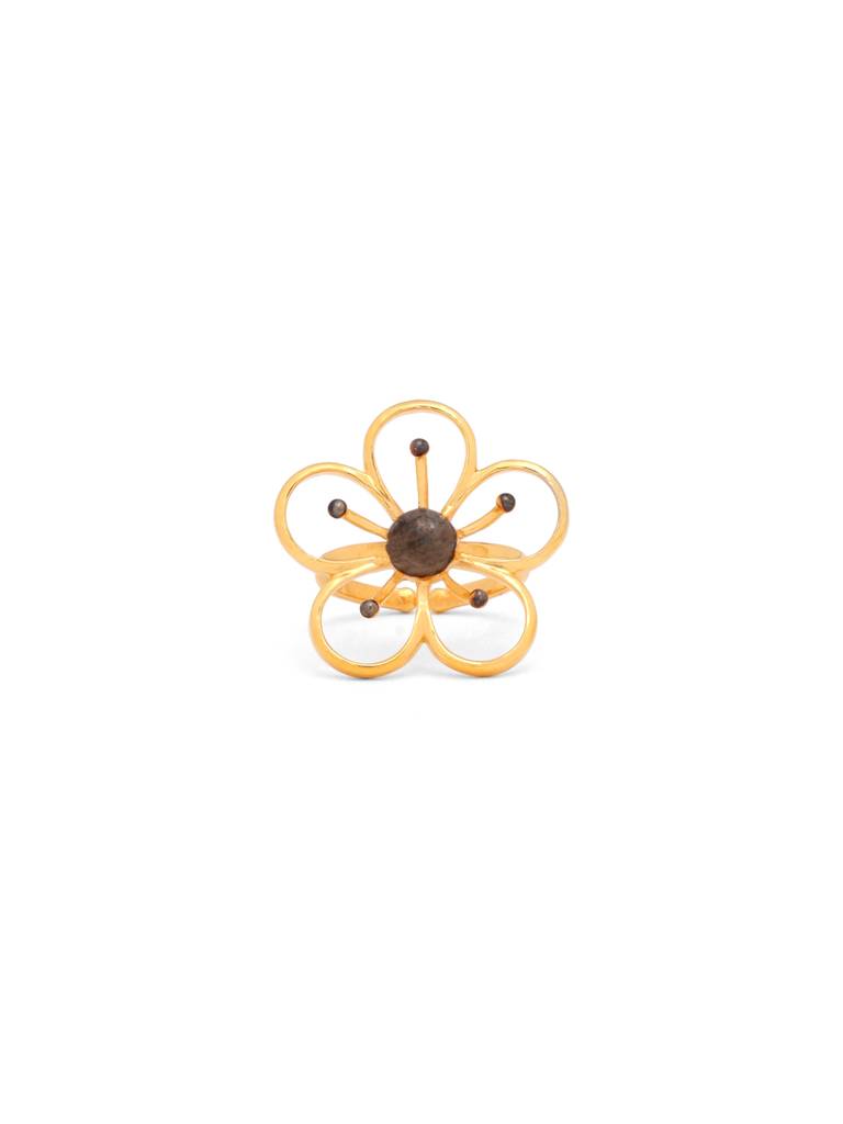 Kicky And Perky 925 Sterling Silver Dual Tone Floral Adjustable Ring For Women : SILGENR008_G