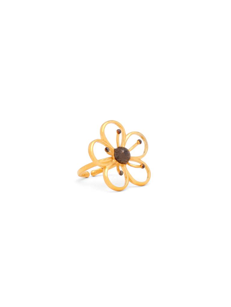 Kicky And Perky 925 Sterling Silver Dual Tone Floral Adjustable Ring For Women : SILGENR008_G