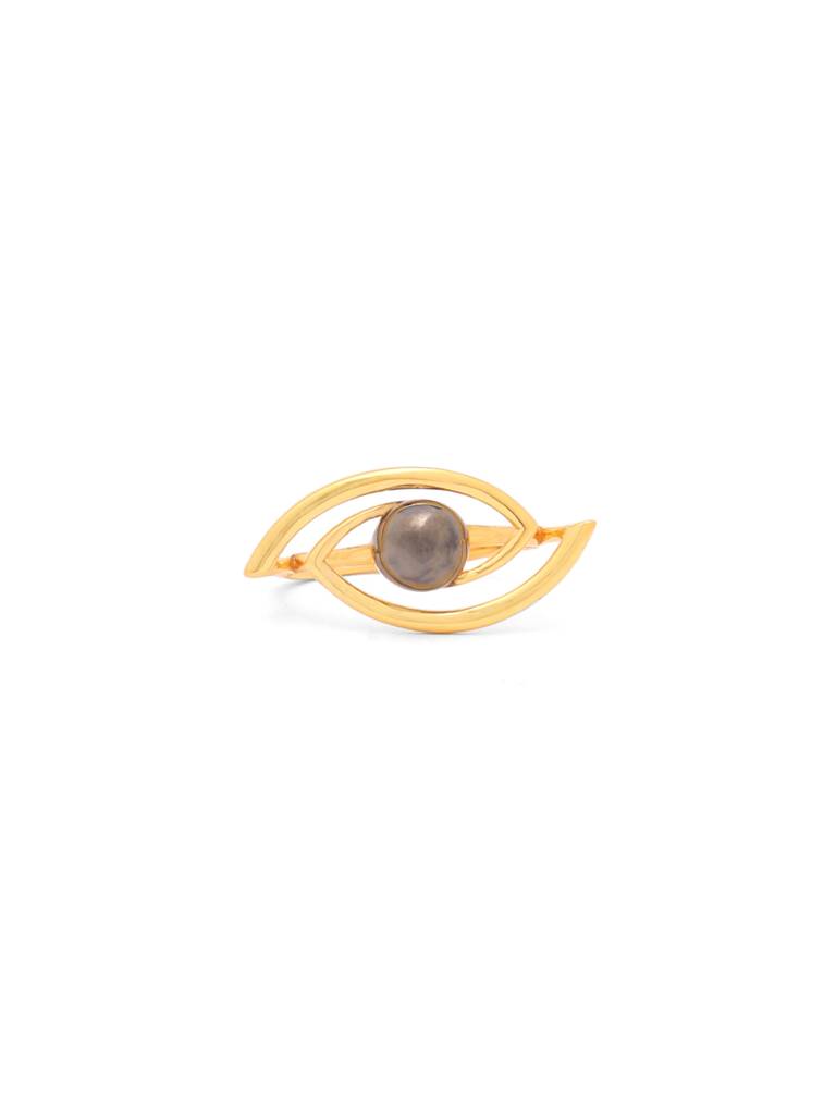 Kicky And Perky 925 Sterling Silver Dual Tone Evil Eye Adjustable Ring For Women : SILGENR009_G