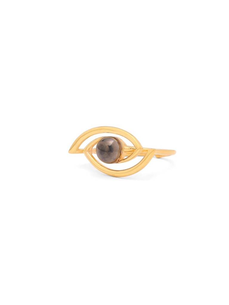 Kicky And Perky 925 Sterling Silver Dual Tone Evil Eye Adjustable Ring For Women : SILGENR009_G