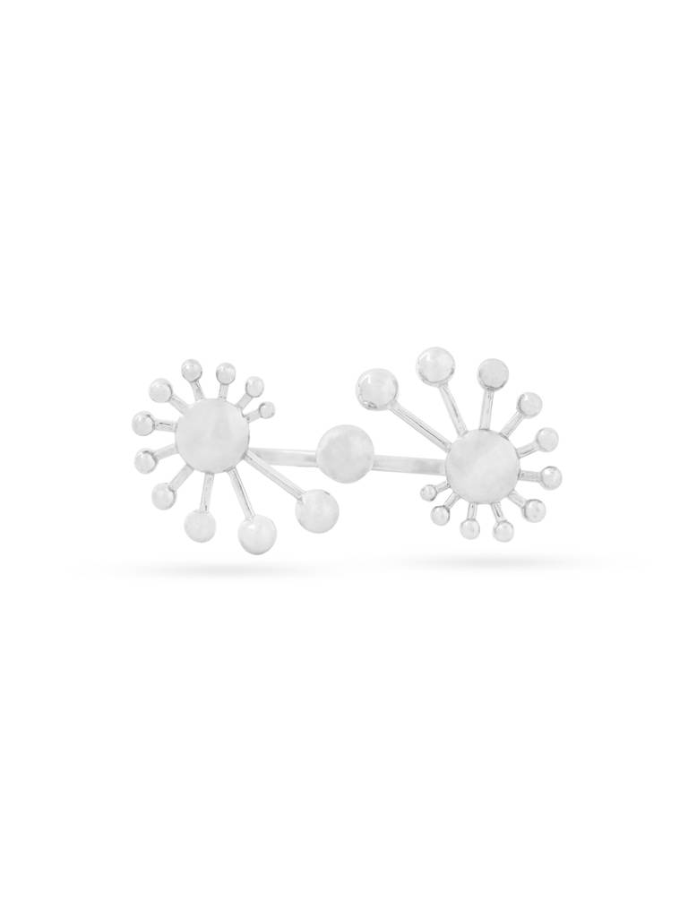 Kicky And Perky 925 Sterling Silver Dual Finger Abstract Adjustable Ring For Women : SILGENR012