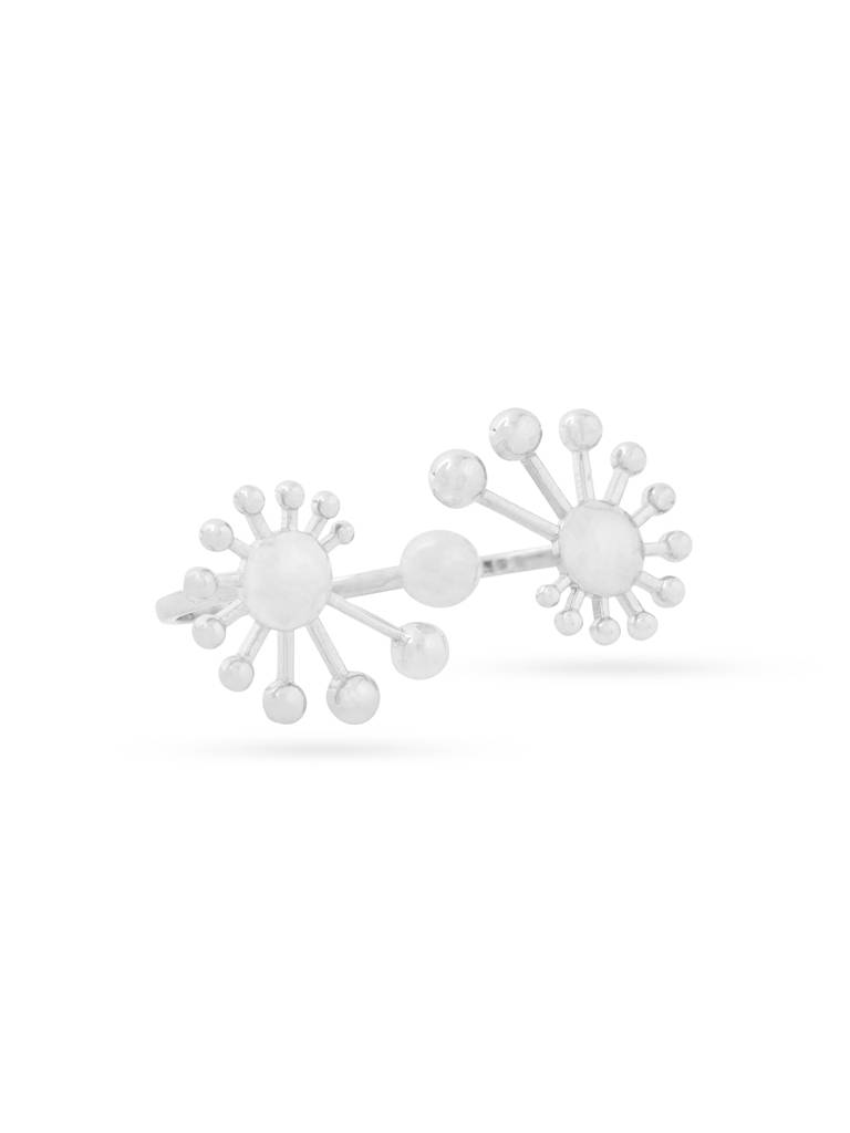 Kicky And Perky 925 Sterling Silver Dual Finger Abstract Adjustable Ring For Women : SILGENR012