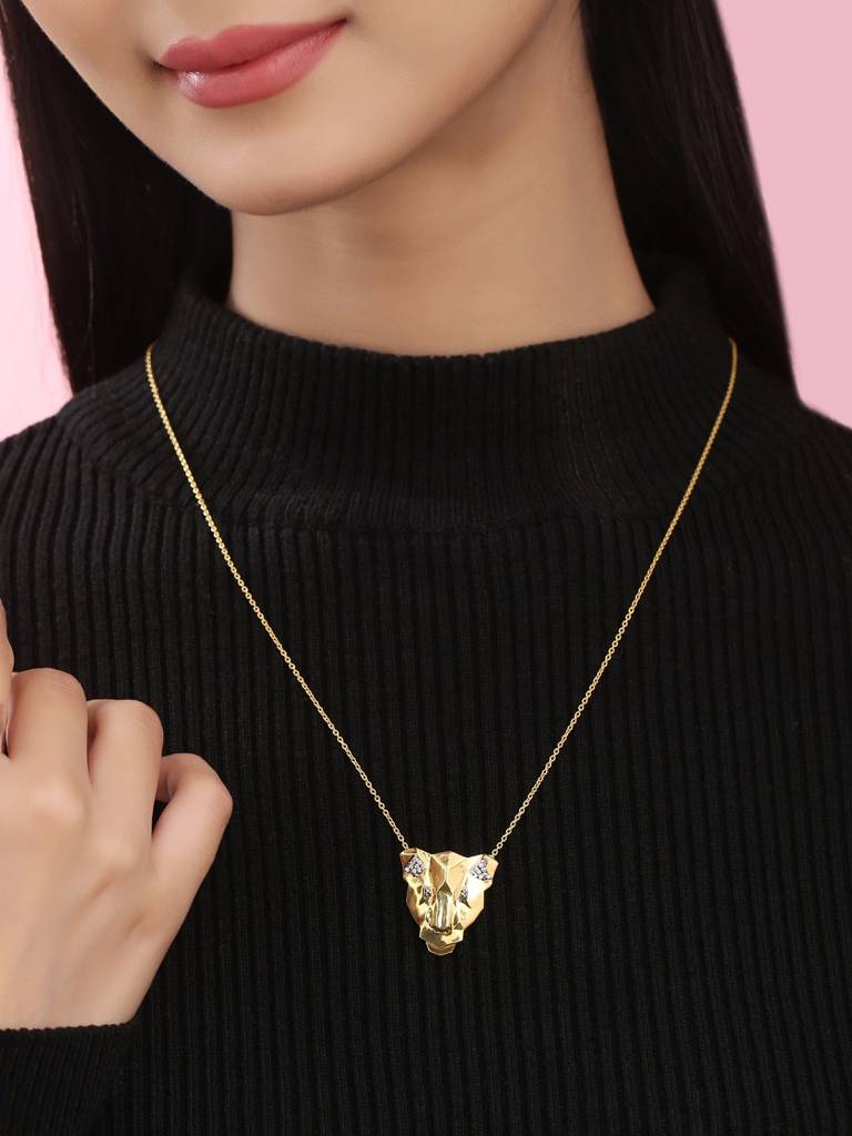 925 Sterling Silver Gold Plated Safari Chic Gorgeous Pendant : SILJSP001