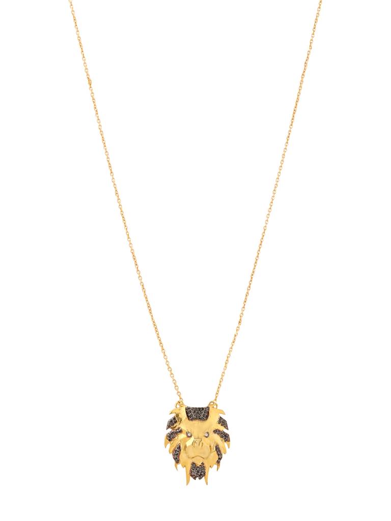 925 Sterling Silver Gold Plated Majesty Lion Pendant : SILJSP007