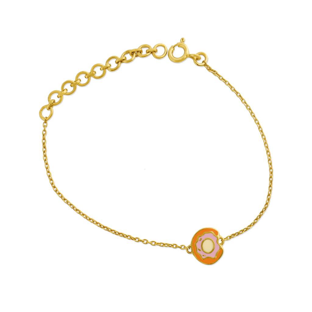 925 Sterling Silver Gold Plated Enamel Kids Donut Bracelet : SILKIDSB001