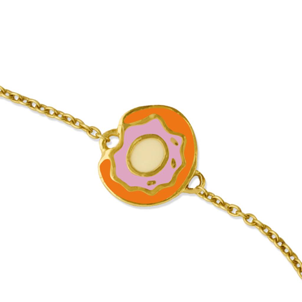 925 Sterling Silver Gold Plated Enamel Kids Donut Bracelet : SILKIDSB001