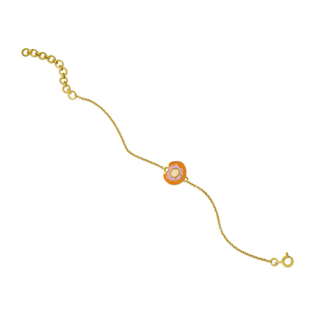 925 Sterling Silver Gold Plated Enamel Kids Donut Bracelet : SILKIDSB001