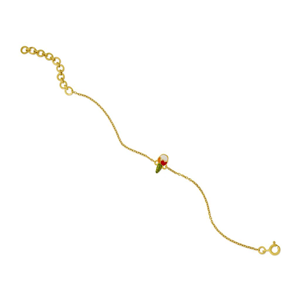 925 Sterling Silver Gold Plated Enamel Kids Ice Cream Bracelet : SILKIDSB005
