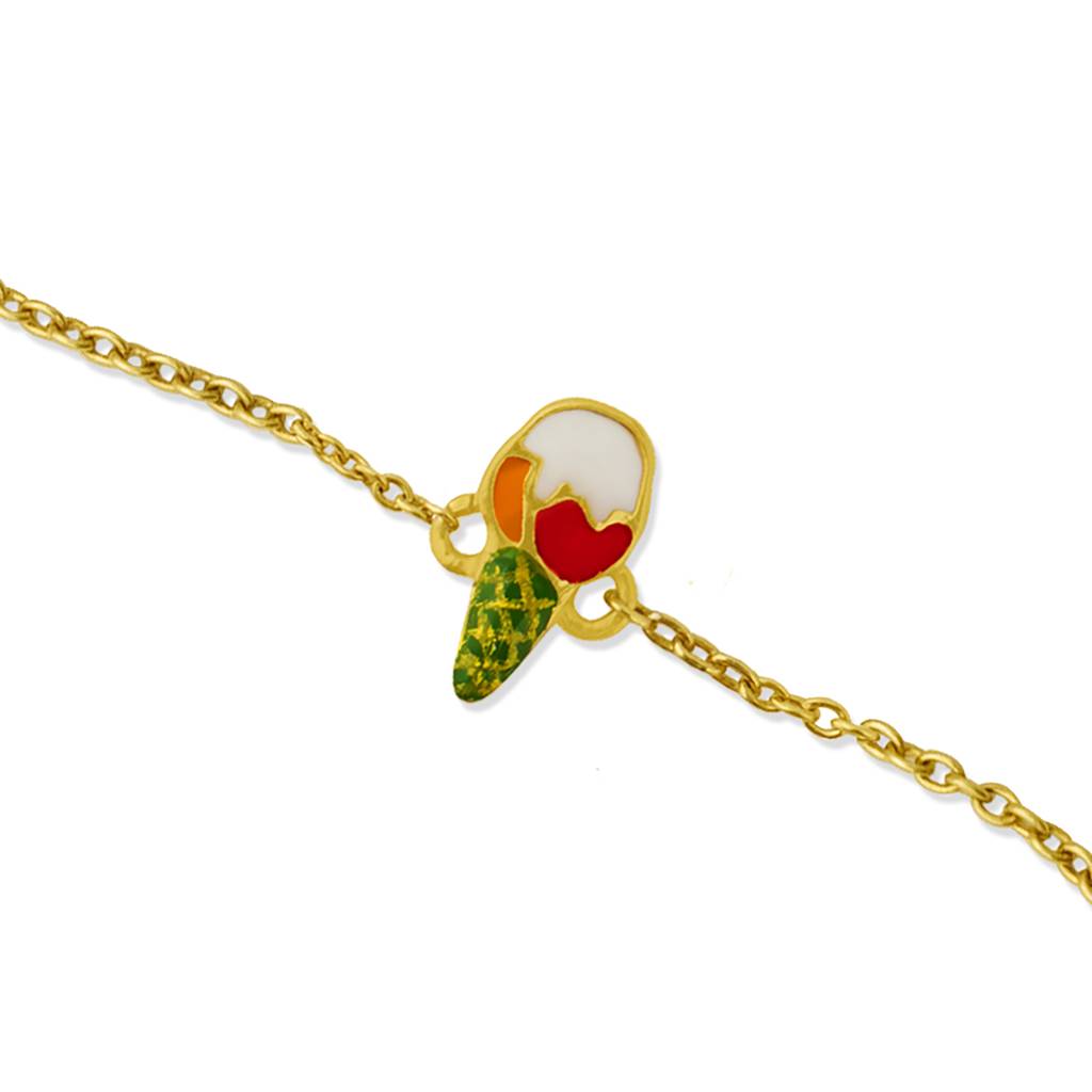 925 Sterling Silver Gold Plated Enamel Kids Ice Cream Bracelet : SILKIDSB005
