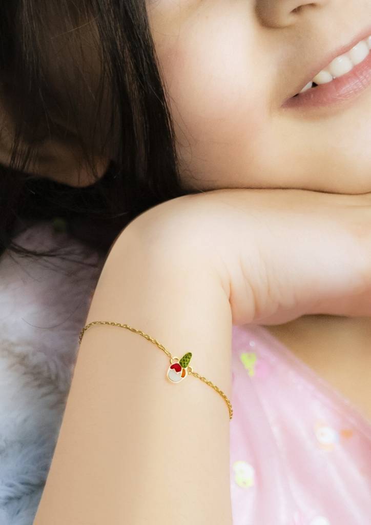 925 Sterling Silver Gold Plated Enamel Kids Ice Cream Bracelet : SILKIDSB005