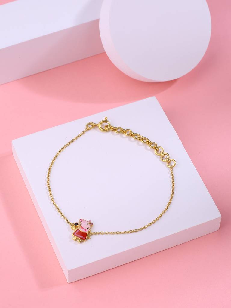925 Sterling Silver Enamel Kids Peppa Pig Bracelet : SILKIDSB008
