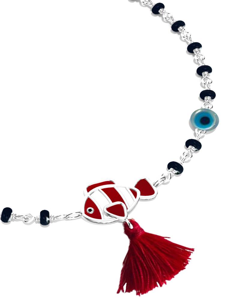 925 Sterling Silver Evil Eye Kids Fish Bracelet : SILKIDSB013