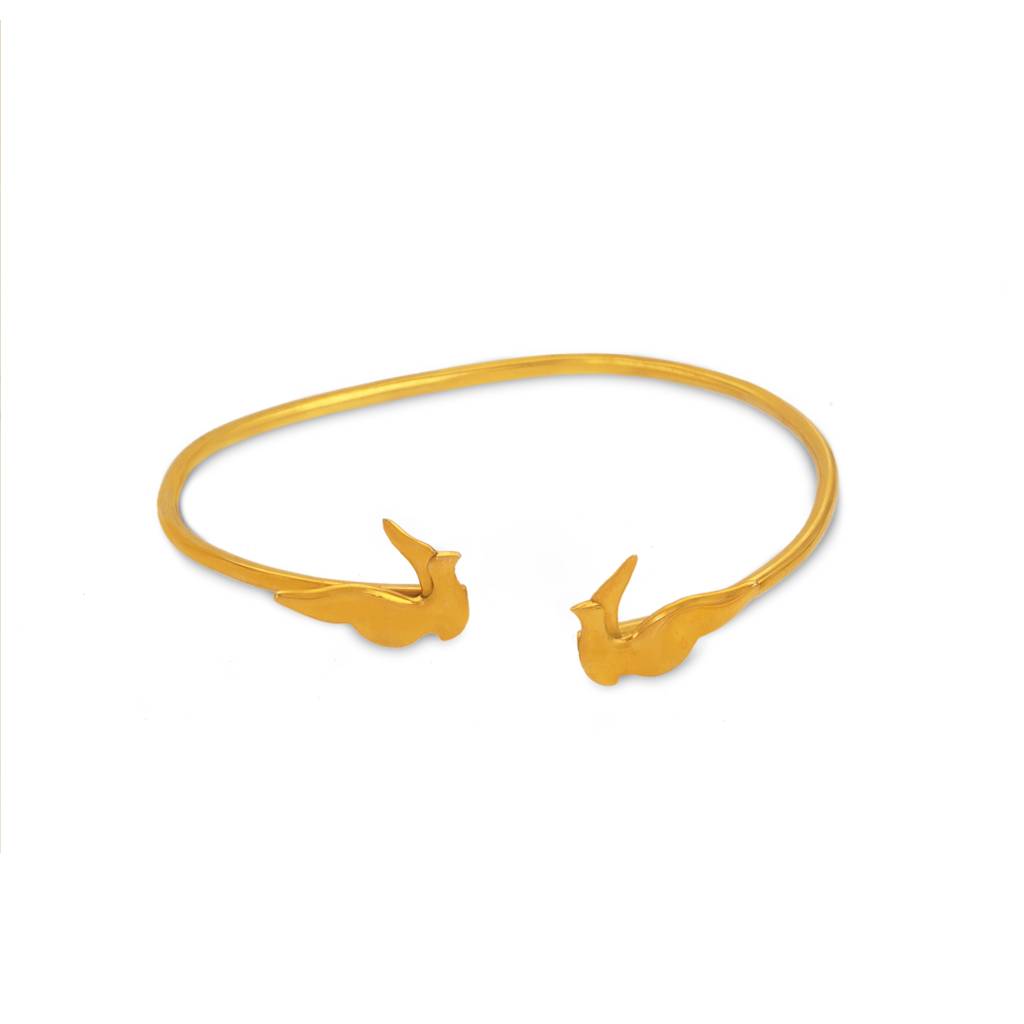 925 Sterling Silver Gold Plated Bird Handcuff For Women : SILKNPB003