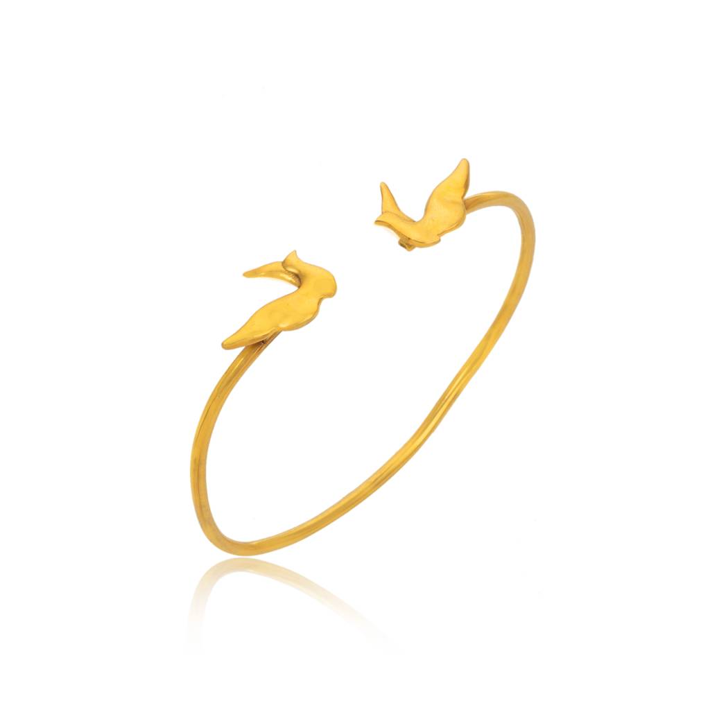 925 Sterling Silver Gold Plated Bird Handcuff For Women : SILKNPB003