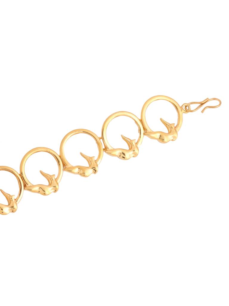 925 Sterling Silver Gold Plated Bird Bracelet For Women : SILKNPB004