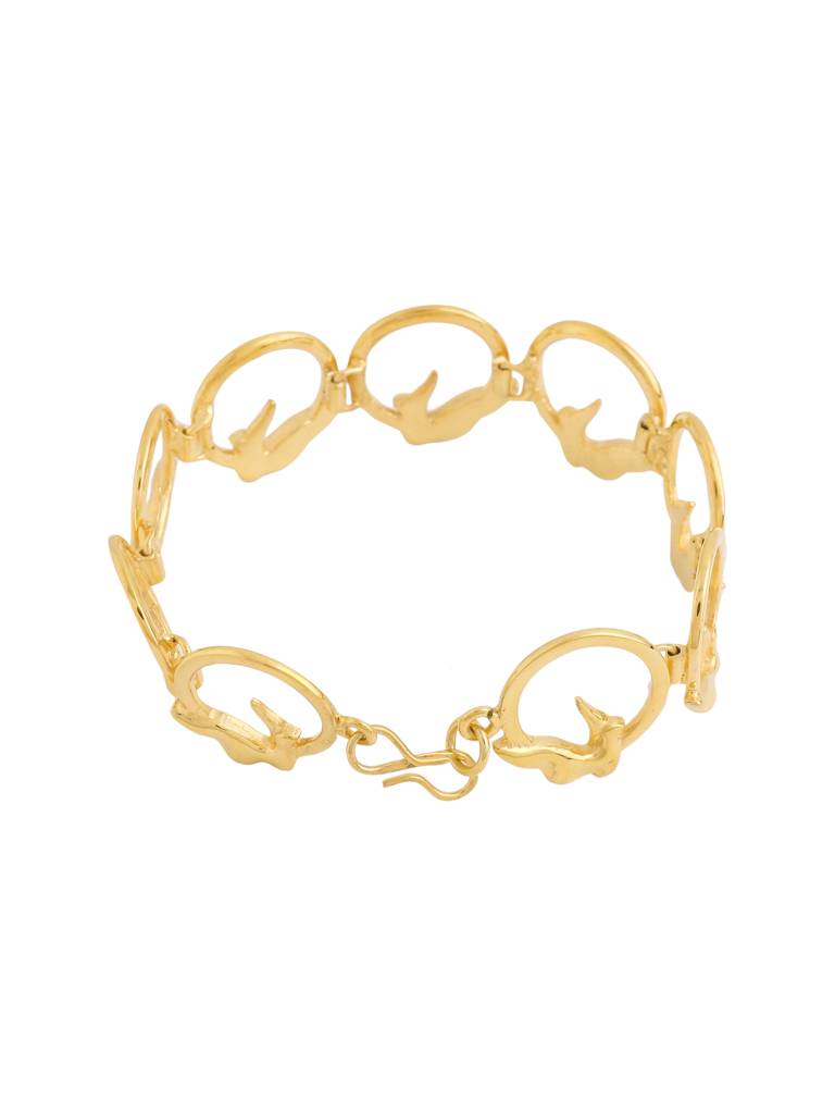 925 Sterling Silver Gold Plated Bird Bracelet For Women : SILKNPB004