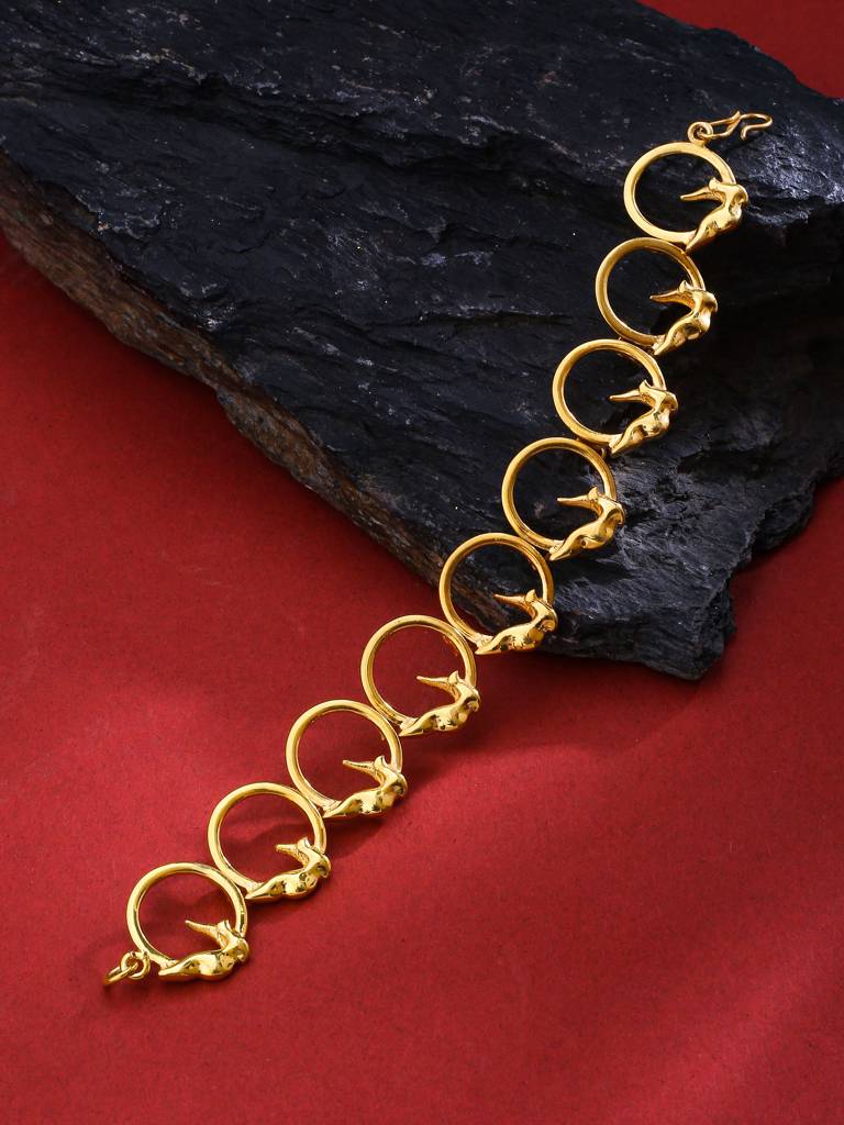 925 Sterling Silver Gold Plated Bird Bracelet For Women : SILKNPB004