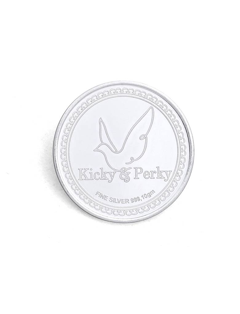 Kicky And Perky 999 Sterling Silver Lord Ganesha And Goddess Lakshmi Round Coin- 10Gm : SILKNPC002