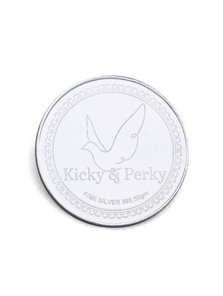 Kicky And Perky 999 Sterling Silver Lord Ganesha And Goddess Lakshmi Round Coin- 20Gm : SILKNPC003