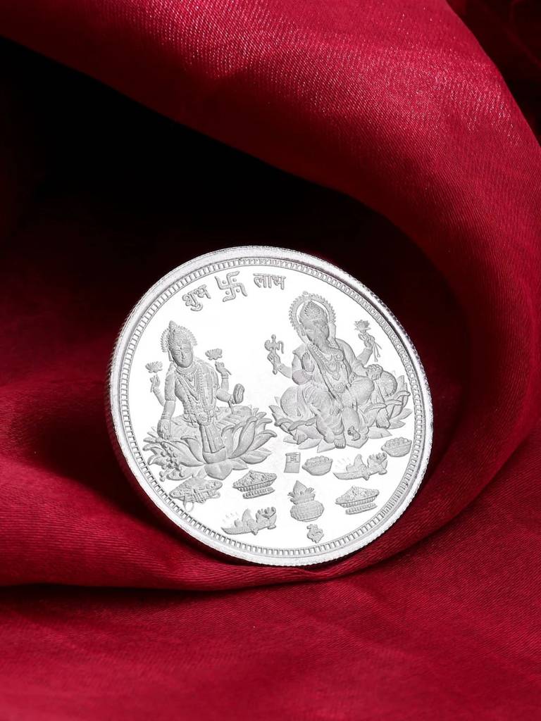 999 Pure Silver Coin | Traditional Lakshmi Ji Ganesh Ji Silver Coin : COIN10LG
