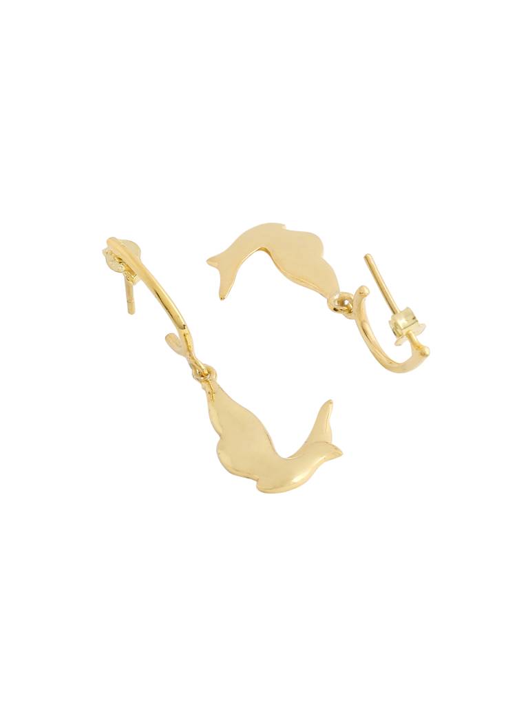 925 Sterling Silver Gold Plated Bird Earring For Women : SILKNPE003