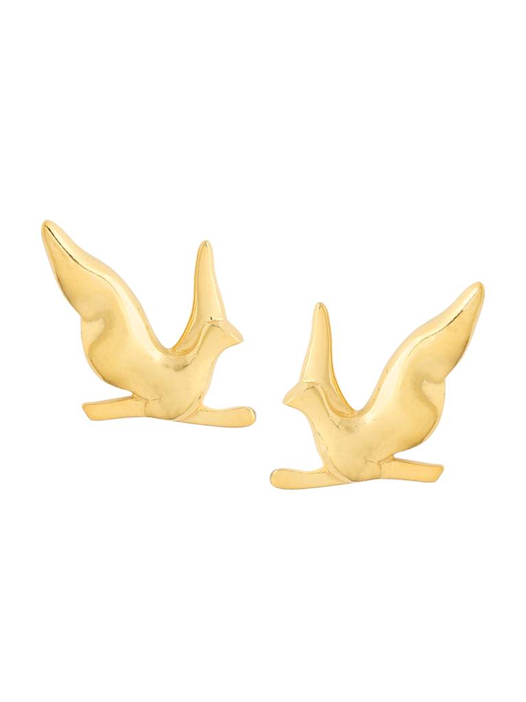 925 Sterling Silver Gold Plated Bird Earring For Womens : SILKNPE005