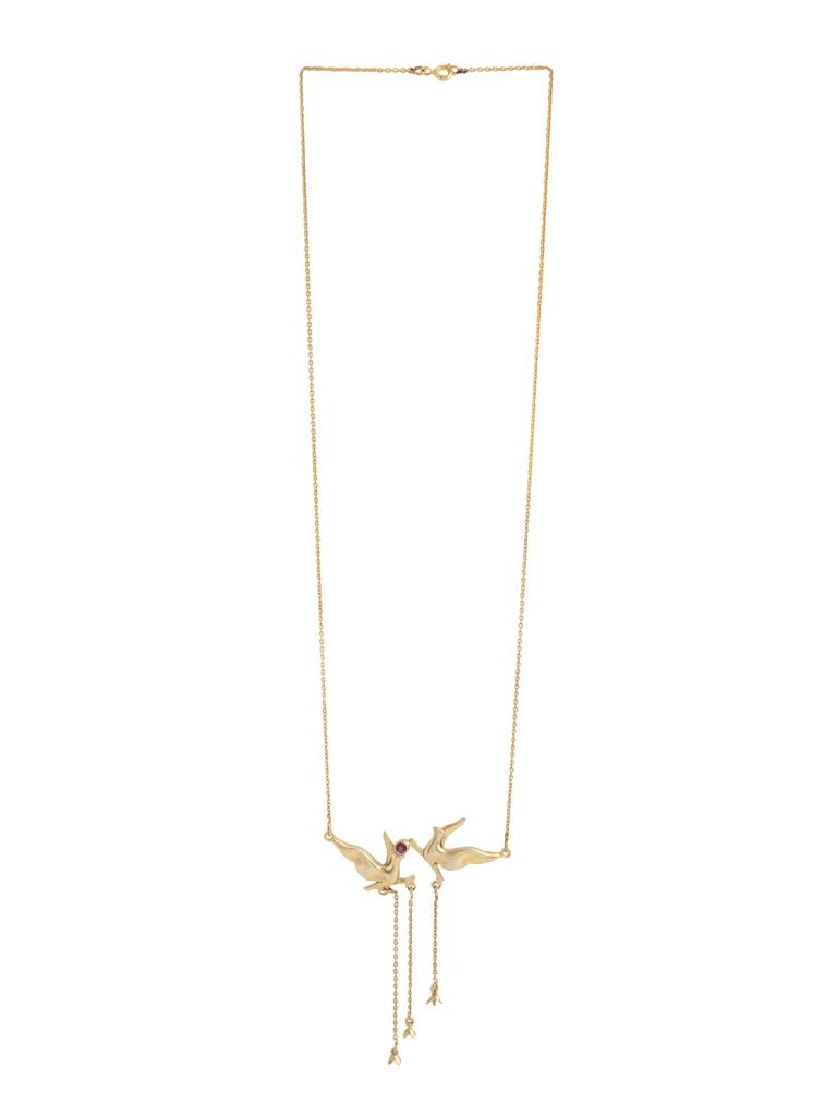 925 Sterling Silver Gold Plated Garnet Gemstone Bird Necklace For Women : SILKNPN006