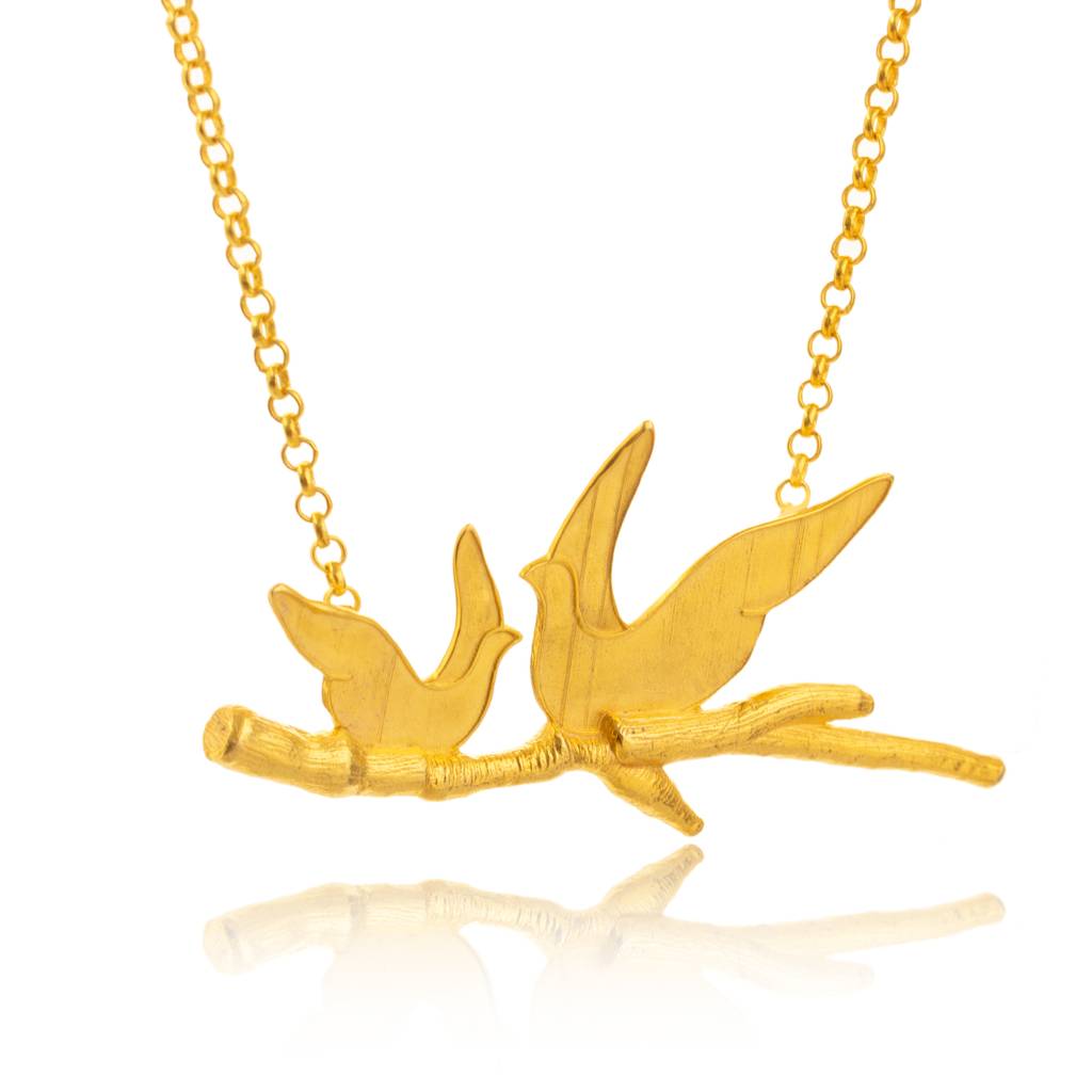 925 Sterling Silver Gold Plated Bird Pendant For Women : SILKNPP001_G