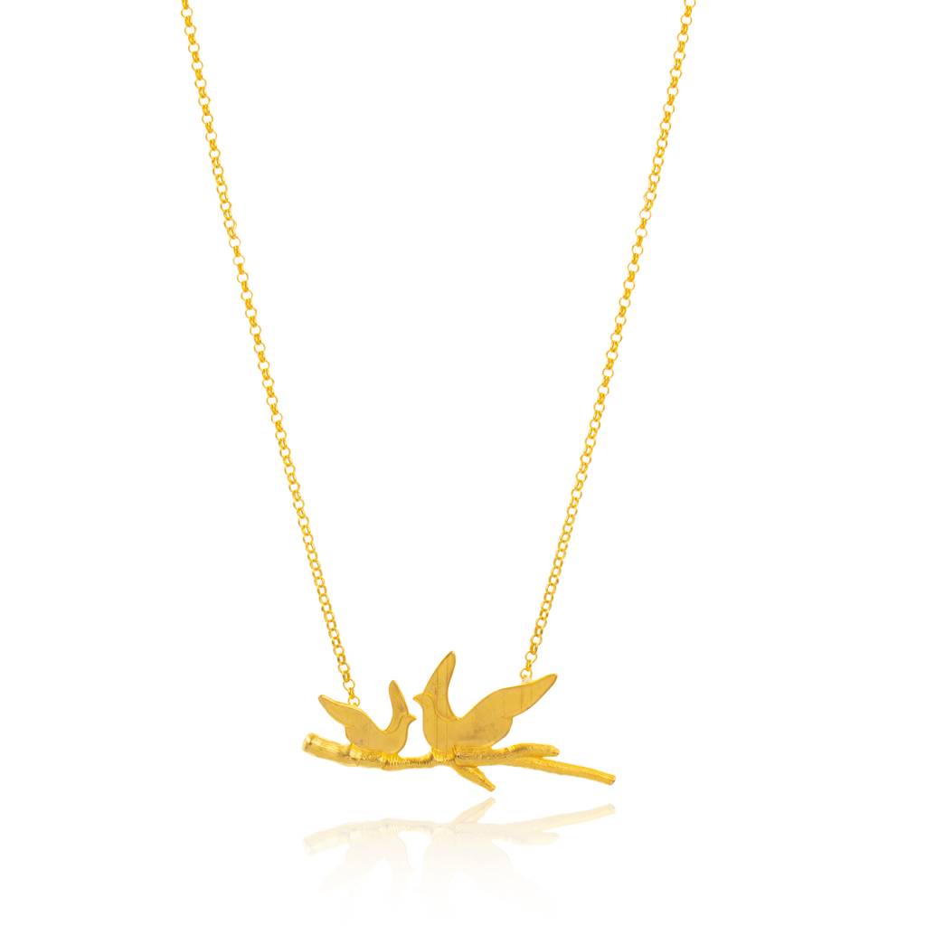 925 Sterling Silver Gold Plated Bird Pendant For Women : SILKNPP001_G