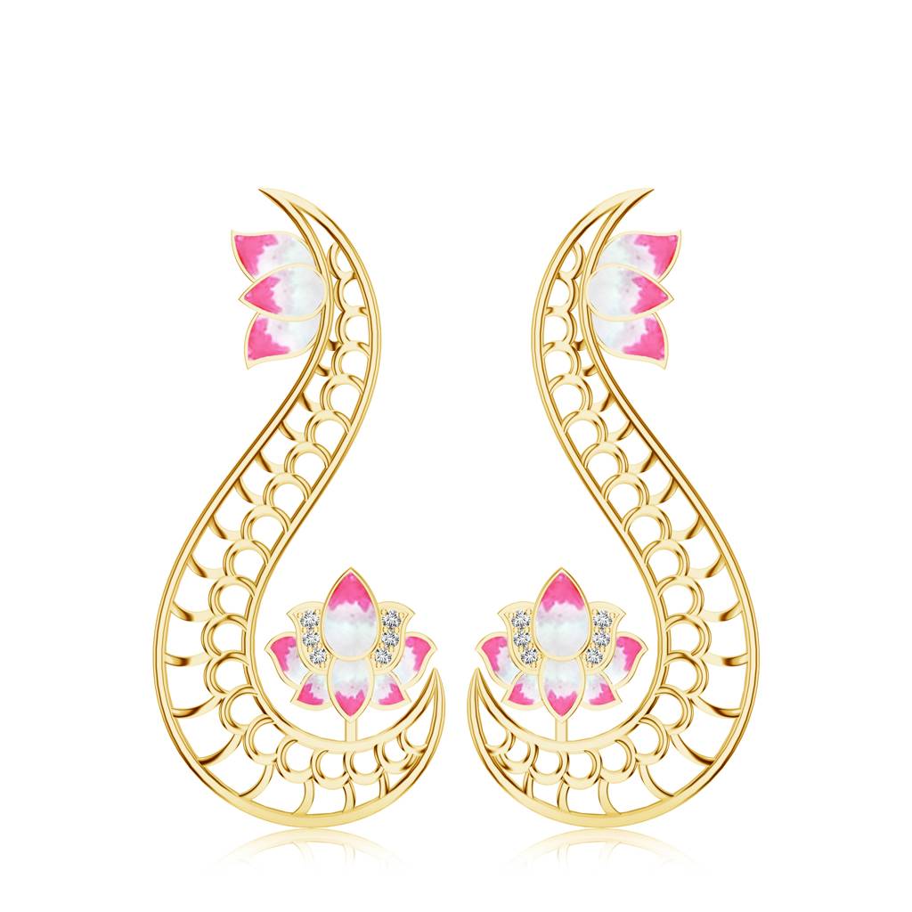 925 Sterling Silver Micron Plated Moissanite Lotus Earring For Women : SILMBE007