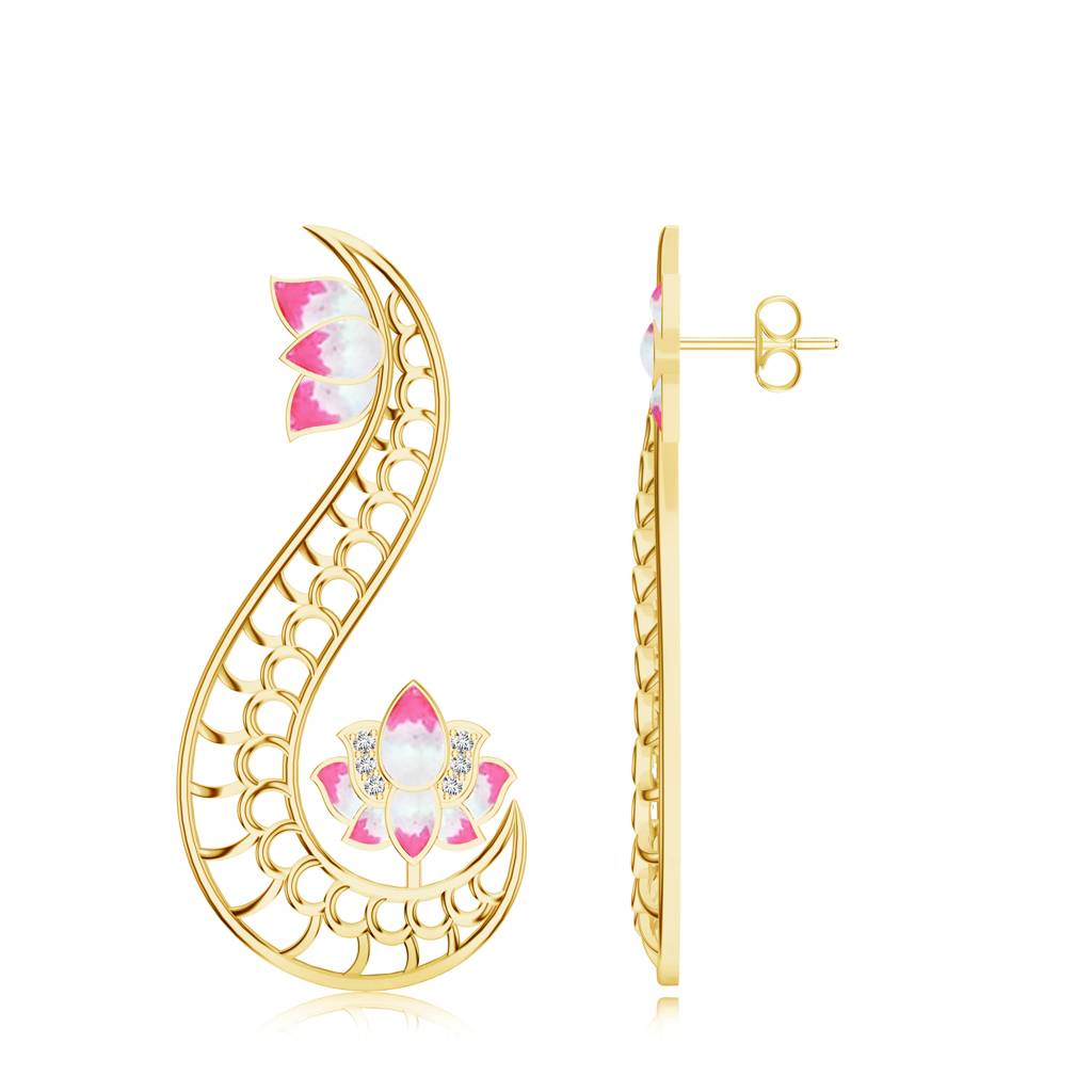 925 Sterling Silver Micron Plated Moissanite Lotus Earring For Women : SILMBE007