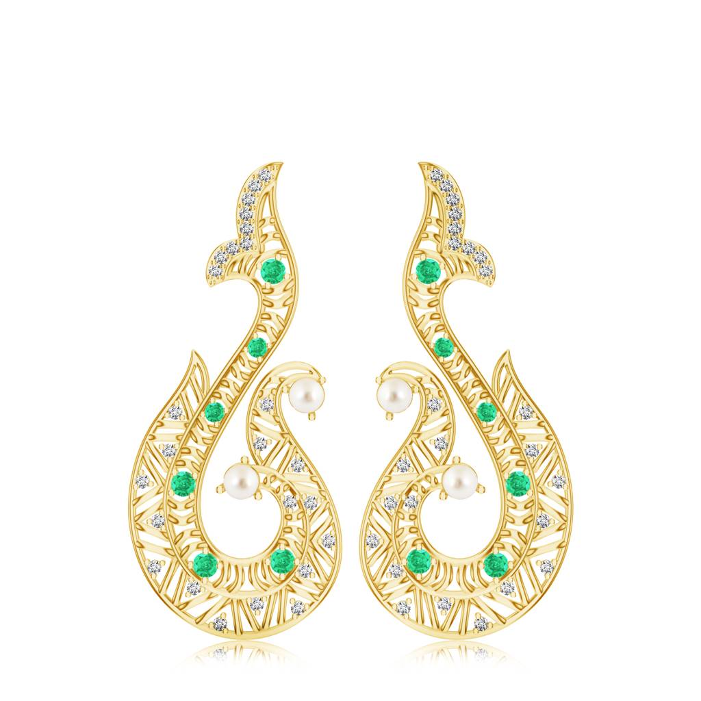 925 Sterling Silver Micron Plated Pearl & Moissanite Dangle Earring For Women : SILMBE009