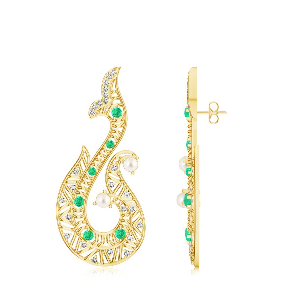 925 Sterling Silver Micron Plated Pearl & Moissanite Dangle Earring For Women : SILMBE009