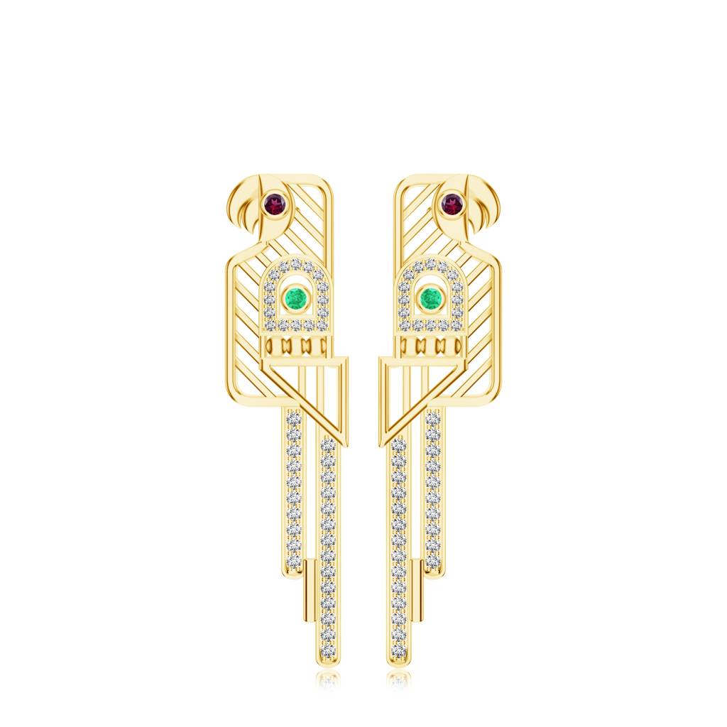 925 Sterling Silver Micron Plated Rhodolite Garnet & Moissanite Parrot Designed Earrings Women : SILMBE011