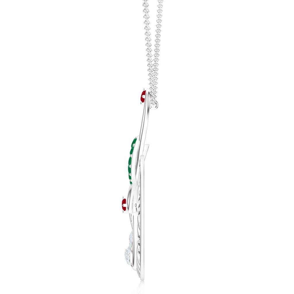 925 Sterling Silver Ruby And Moissanite Peacock Pendant With Chain : SILMBP001_S
