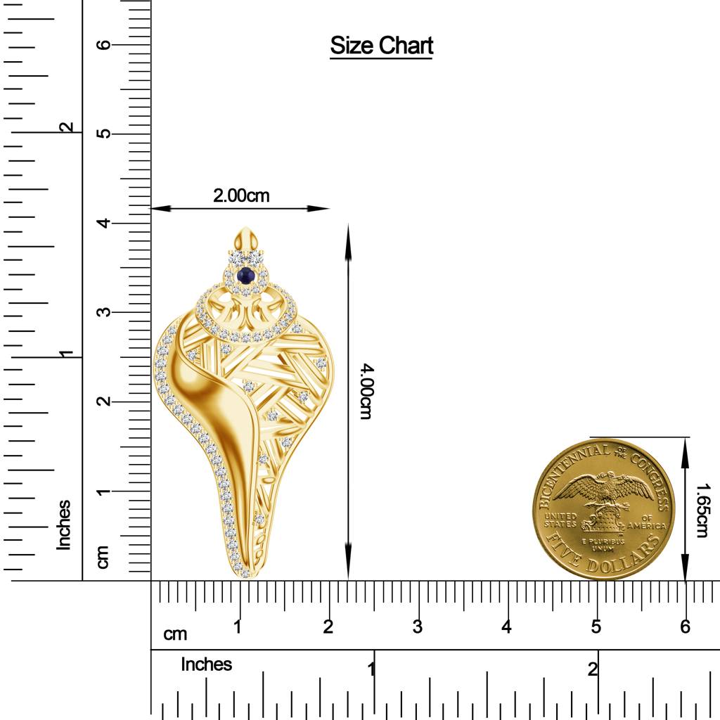 925 Sterling Silver Micron Plated Plated Iolite And Moissanite Shell Designed Pendant With Chain : SILMBP002_G